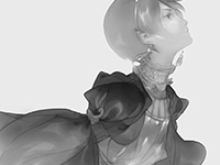 silky fellow, greyscale